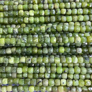 gemstone faceted dice cube 4mm beads - square cube stone beads for jewelry making - green blue rose beads beading supplies - natural stone