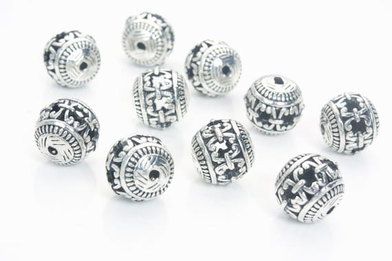 20 Antique Silver Plated Spiral Oval Metal Beads 14MM