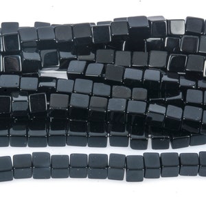 perline di cubi di onice nero - perline quadrate di pietre preziose nere - perline di cubi di pietra naturale - forniture per la creazione di gioielli - cubi di perline - forniture per l'artigianato