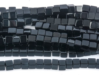 black onyx cubes beads - black gemstone square beads - natural stone cube beads - jewelry making supplies - beading cubes - craft supplies