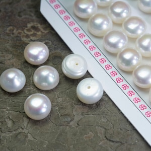 half drilled freshwater pearls white pearl bread shape beads pearl beads for earrings half hole pearl beads for wedding jewelry image 5