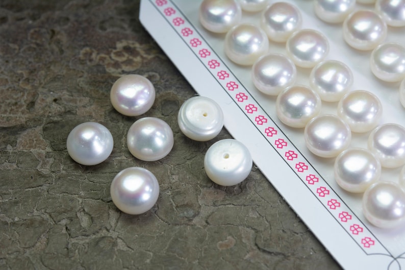 half drilled freshwater pearls white pearl bread shape beads pearl beads for earrings half hole pearl beads for wedding jewelry image 5