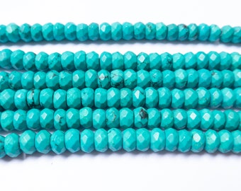green turquoise gemstone beads - 4mm green turquoise beads - 6mm faceted rondelle beads - 8mm abacus beads for jewelry making p -15inch