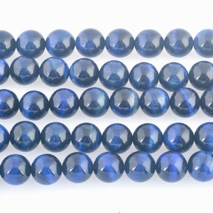 perles d'oeil de tigre bleu foncé perles de pierres précieuses bleues perles de bijoux rondes lisses matériaux de fabrication de bijoux perles pour l'artisanat 15 pouces image 2
