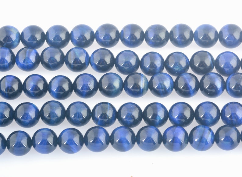 perles d'oeil de tigre bleu foncé perles de pierres précieuses bleues perles de bijoux rondes lisses matériaux de fabrication de bijoux perles pour l'artisanat 15 pouces image 2