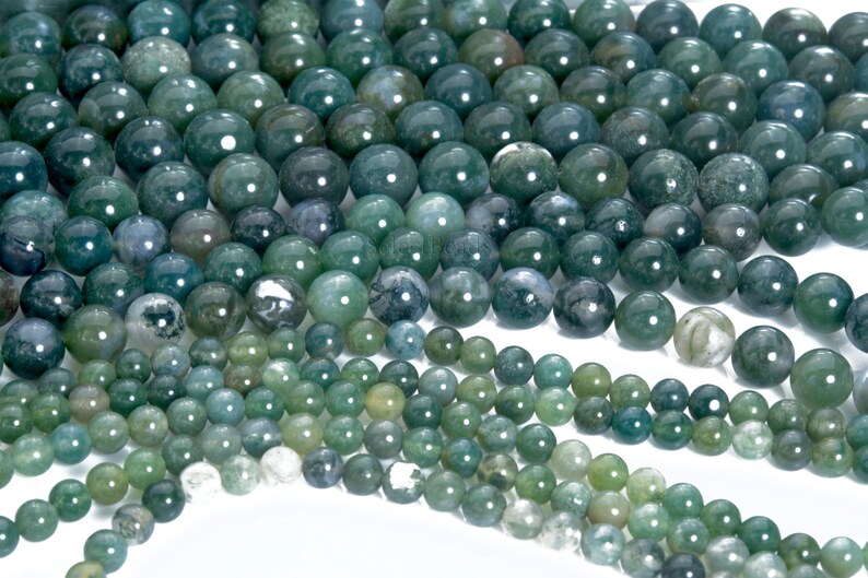 Natural moss agate beads green moss agate gemstone beads | Etsy