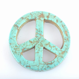 peace sign pendant - chunky stone pendant - filigree gemstone - green stone for jewelry making - beading supplies - jewelry making supplies