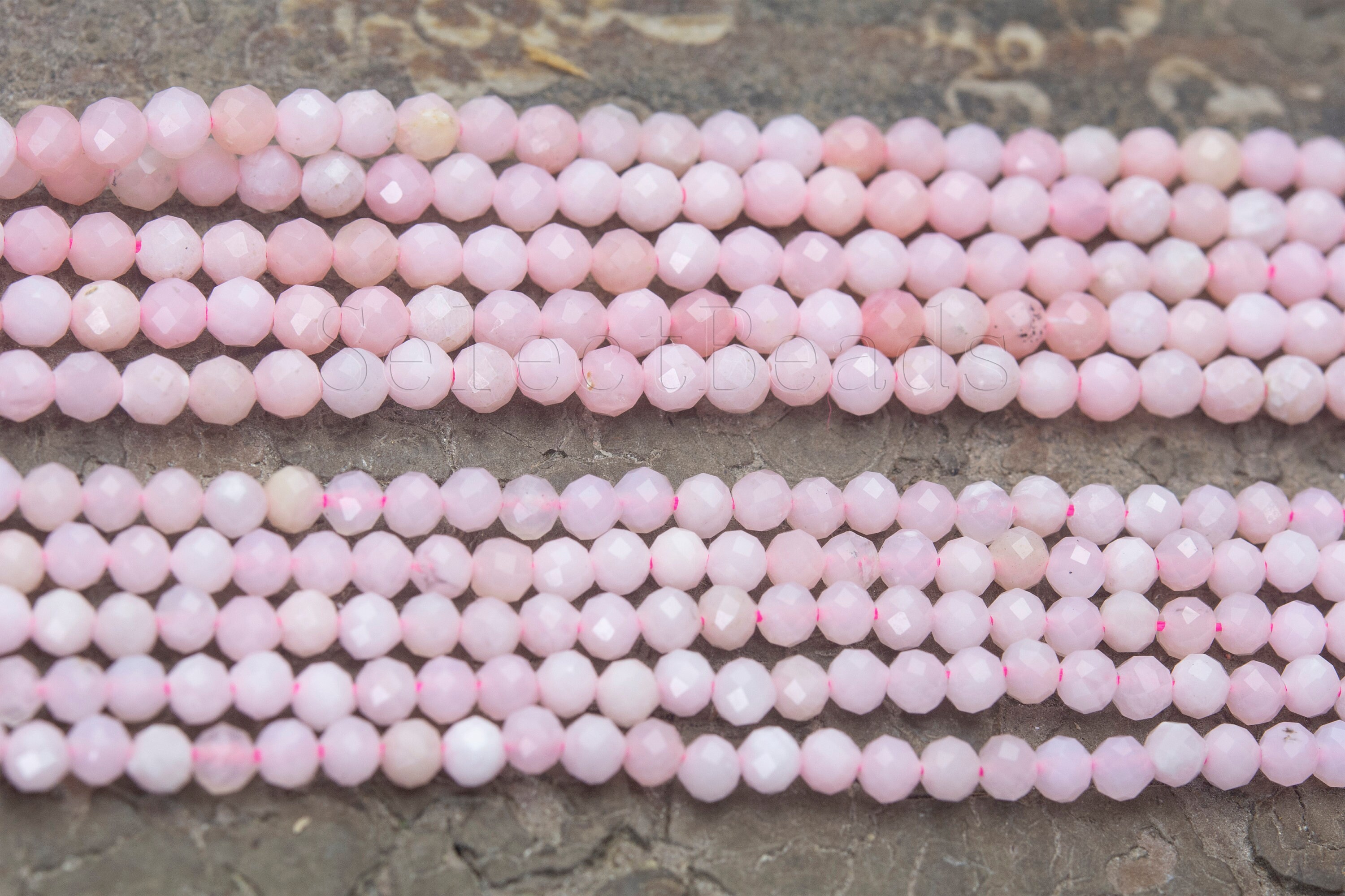 faceted pink opal beads - natural opal gemstone beads - opal spacer beads - tiny opal seperator beads -3mm 4mm beads -15inch