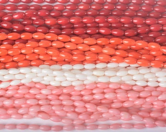 dyed red coral  - colored bamboo coral beads - natural bamboo coral beads - coral beads wholesale - red rice beads -  bicone beads - 15 inch