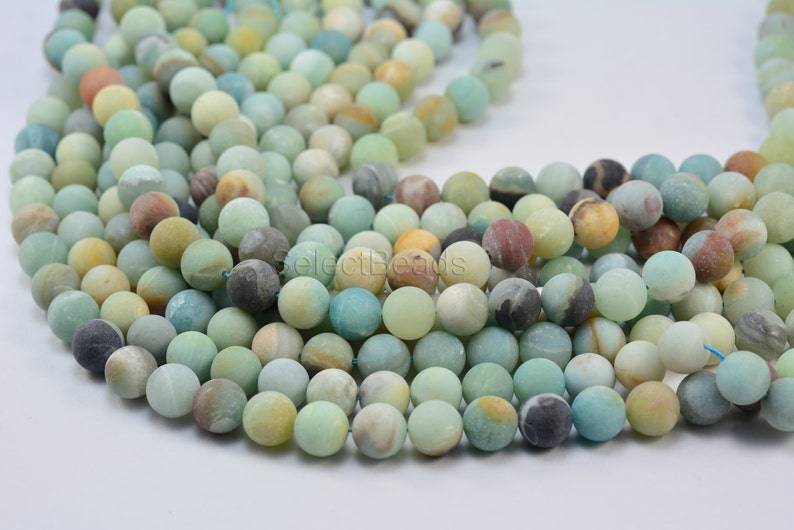 amazonite, matte round bead 12mm, frosty bead, blue, round, stone bead, gemstone bead, beading, jewelry bead, jewelry supply, jewelry making image 3