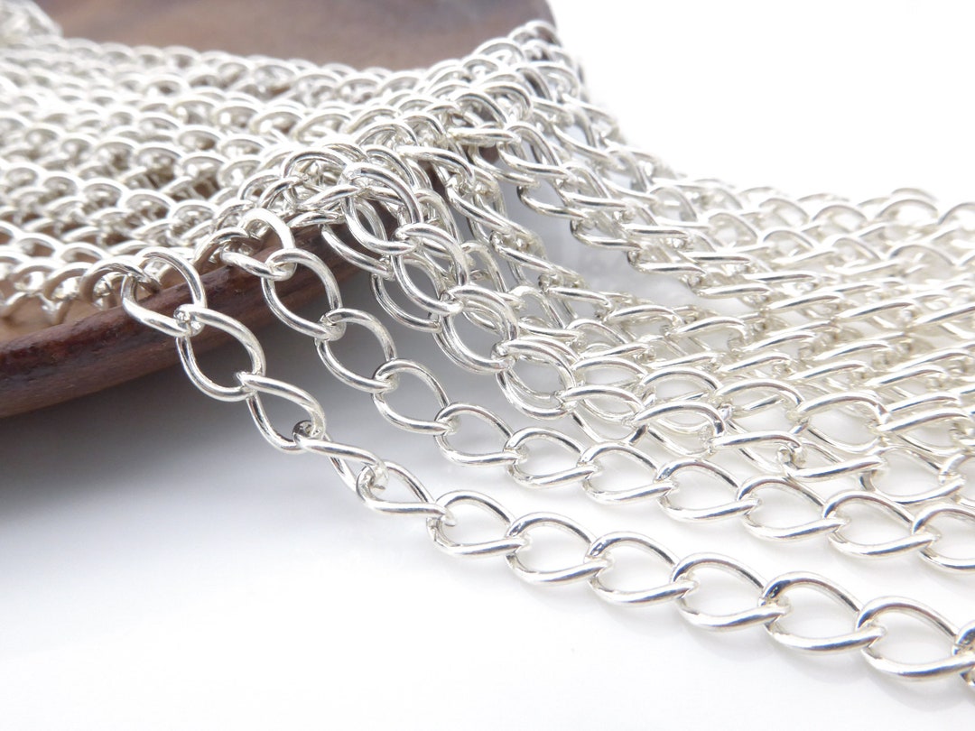 Sterling Silver Extension Chain, 925 Silver Curb Chain, S925 Necklace