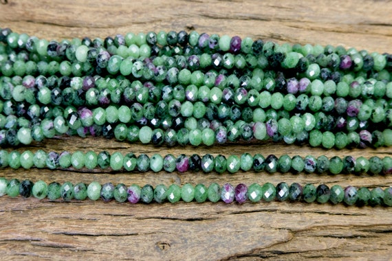natural ruby zoisite rondelle beads green and red zoisite gemstone  precious gemstone spacer beads 2x4mm sepator beads 15 inch