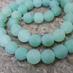 matte green aventurine beads - natural green stone - green aventurine stone - beads for jewelry making - matte round beads - 4-14mm -15inch