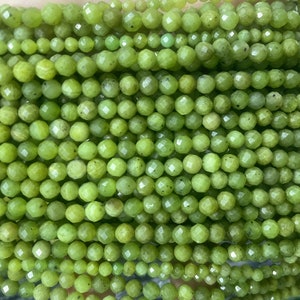 カナダ産翡翠ファセットラウンドビーズ 2 mm 3 mm 4 mm - グリーンジェムストーンビーズ - 小さなスペーサービーズ - ビーズ用品 - 小さなジュエリービーズ