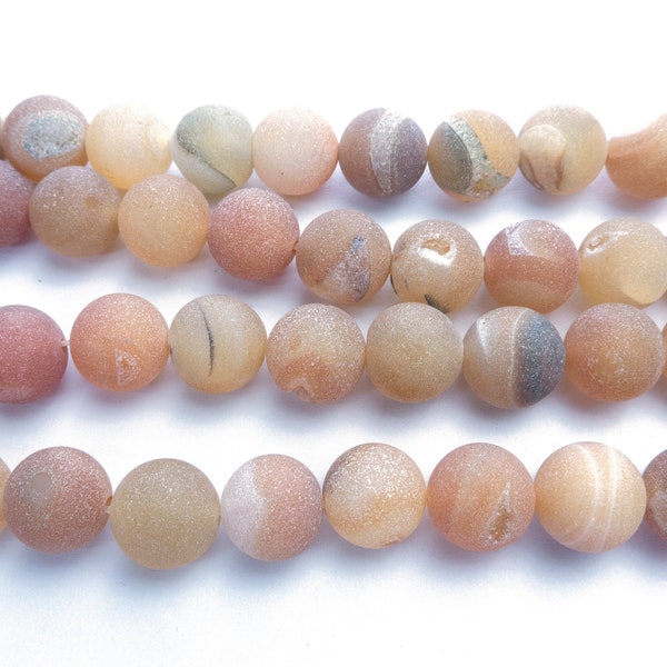 natural geode agate round beads - druzy agate gemstone beads - jewelry necklace beads - bracelet stone beads - 8mm 10mm 12mm beads -15 inch