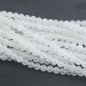 cuentas redondas lisas de jade blanco - cuentas de piedras preciosas blancas naturales - cuentas blancas para cuentas - jade blanco al por mayor - cuentas redondas de 4-14 mm -15 pulgadas