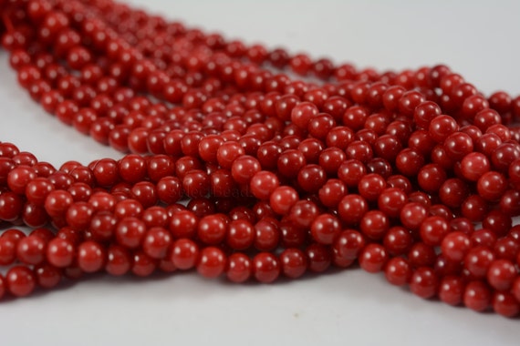 red bamboo coral beads - smooth round coral beads - red beads for jewelry  making - small coral beads - quality coral beads - 15inch