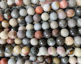 ocean jasper faceted round beads - mixed color jasper gemstone beads - faceted stone beads - jewelry making supplies - beading material