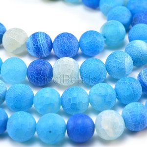 blue fire agate beads - blue agate gemstone - craft beads wholesale -  agate beads - round beads - 6-14mm -15inch