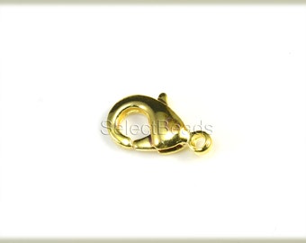 golden lobster claw clasps - clasps for jewelry making - charm clasp -  gold plated brass clasp -  gold tone clasp  - 50pcs