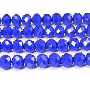royal blue glass quartz beads - blue faceted rondelle beads - jewelry craft supplies wholesale - crystal glass beads wholesale -15inch
