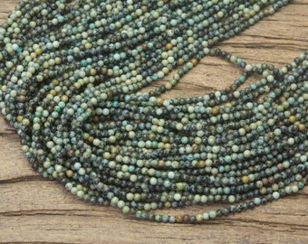 natural African Turquoise small beads - 2mm pale green beads - 3mm tiny stone beads - jewelry making spacer supplies - stone beads supplies