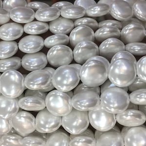 shell pearl coin beads - south sea 13mm coin pearls - plated shell beads - jewelry making shell pearl beads - shell pearls supplies -15inch