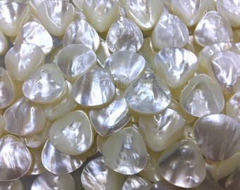 mother of pearl teardrop beads - white shell briolette drop beads - natural sea shell beads wholesale - top drilled shell beads -15inch