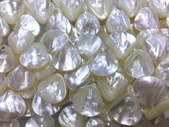 mother of pearl teardrop beads - white shell briolette drop beads - natural sea shell beads wholesale - top drilled shell beads -15inch