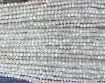 moonstone gemstone beads - 2mm 3mm 4mm faceted white moonstone small beads - faceted stone beads for jewelry making - tiny spacer beads