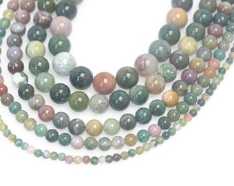 Indian agate,agate, 4-16mm, round bead, green bead, gemstone, gemstone bead, gift supply, craft supply, organic stone,  beading supply