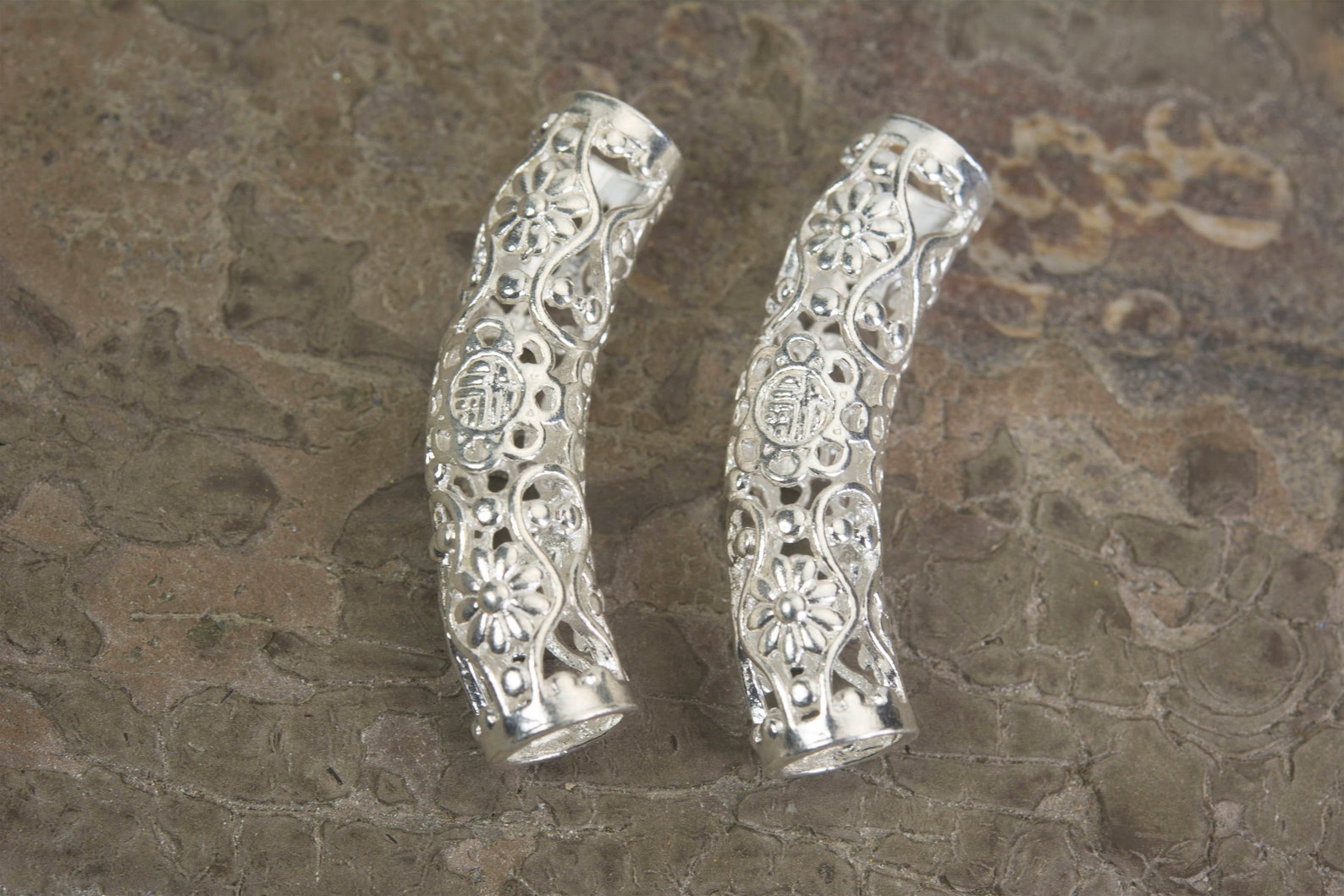 Sterling Silver Tube Beads 925 Sterling Silver Beads Round Etsy