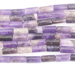 gemstone smooth round tube beads - amethyst tubes - clear crystal cylinder - 8x16mm jewelry beads - quartz stone beads - jewlery tube beads