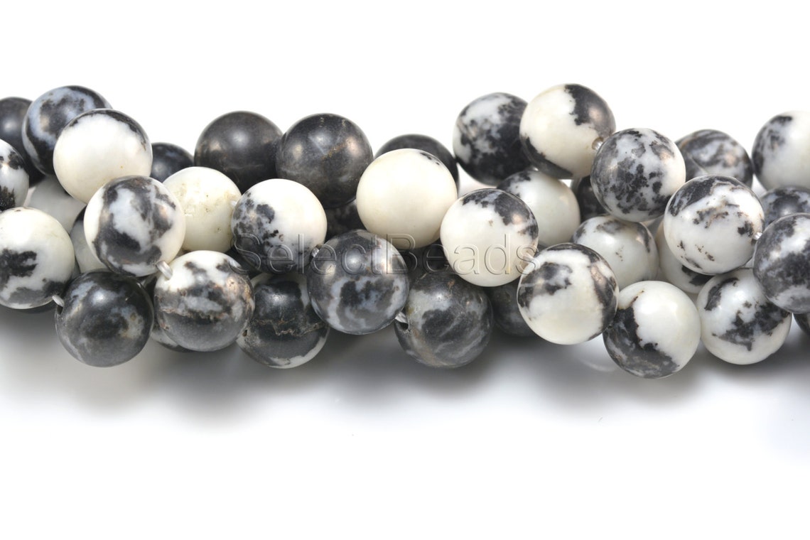 Black and White Zebra Jasper Beads Jasper Gemstone Beads Etsy