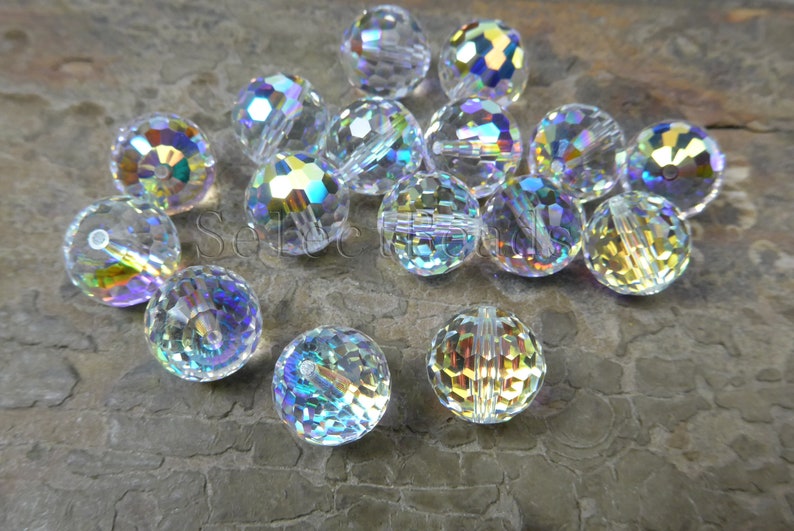 Swarovski Crystal Beads Faceted Round Beads AB Coated Etsy