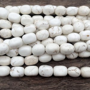 natural chalk Chinese magnesite beads - tumble nuggets beads - white gemstone nuggets beads - jewelry beading supplies - 15 inch