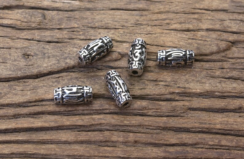sterling silver OM rice beads antique sterling silver beads 925 genuine silver beads religious jewelry supplies jewelry making image 2