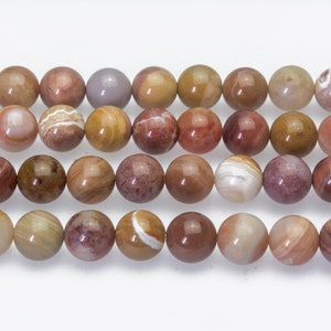 wooden agate gemstone beads - pink agate round beads - natural agate jewelry beads - 4mm 6mm 8mm 10mm 12mm agate beads - 15 inch