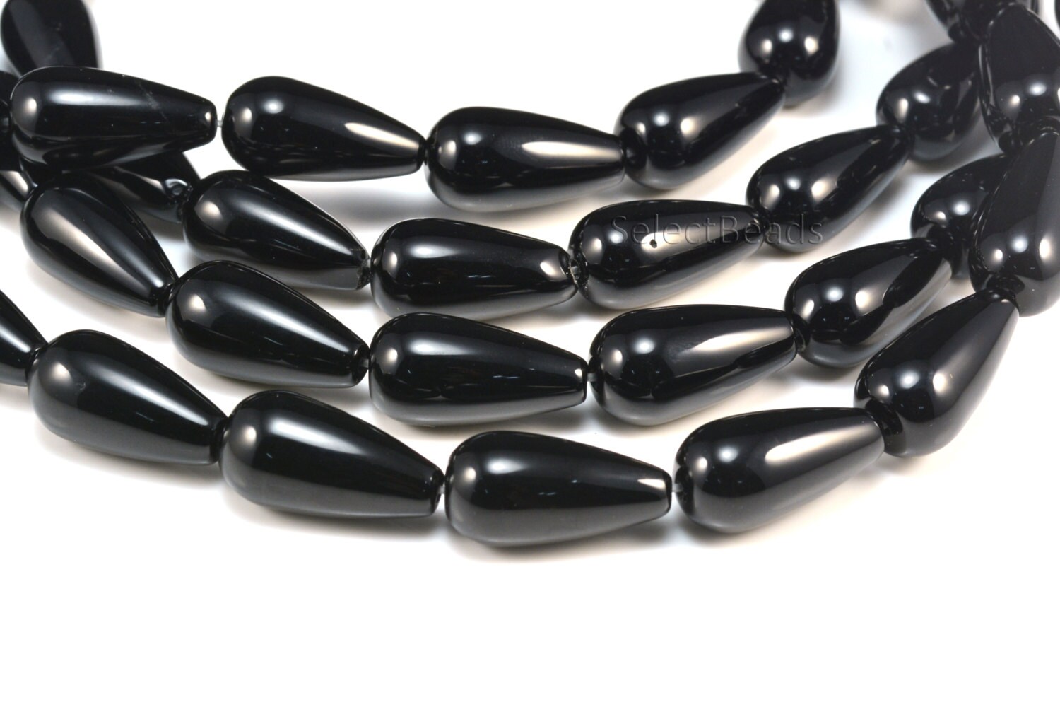 Black Onyx Gemstone Drop Beads Natural Onyx Teardrop Etsy