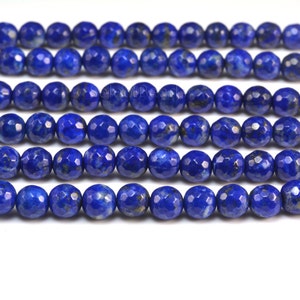 natural lapis lazuli beads blue stone lapis lazuli lapis lazuli gemstone royal blue beads faceted round beads size 4-10mm 15inch image 4