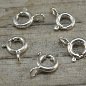 Federring-Verschluss, Collierverschluss, Kettenverschluss, Sterling Silberverschluss, 925er Silberverschluss, 6mm, Schmuckverschluss, runder Verschluss-12 Stk