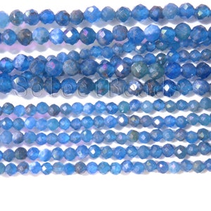 blue apatite small beads - natural apatite spacer beads - 2mm apatite beads - 3mm apatite gemstone - 4mm apatite stones - 15 inch
