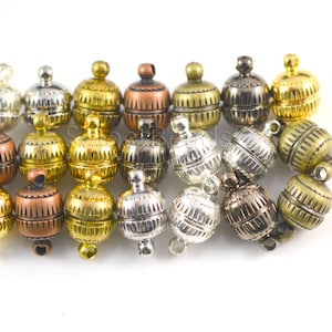 brass magnetic clasp - magnetic necklace clasp - silver magnetic clasp - magnetic beading supplies - round clasps -szie 8-14mm-10 sets