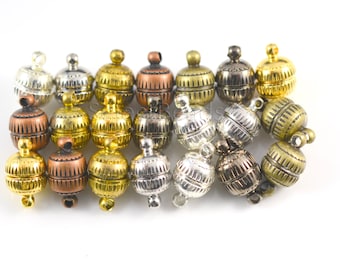 brass magnetic clasp - magnetic necklace clasp - silver magnetic clasp - magnetic beading supplies - round clasps -szie 8-14mm-10 sets
