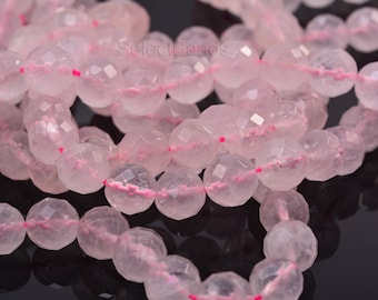 faceted rose quartz beads - gemstones rose quartz - quartz beads wholesale - rose quartz wholesale - faceted round beads -size 4-14mm-15inch