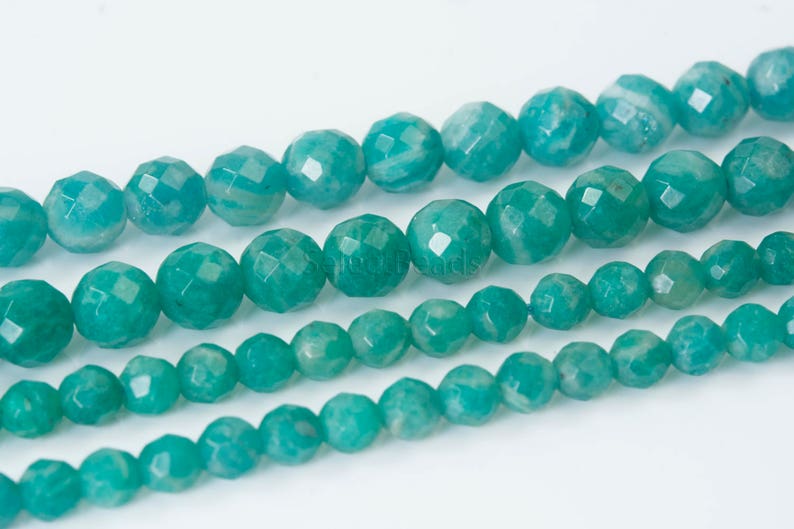 Faceted Russian Amazonite Beads Green Precious Stone Jewelry Etsy