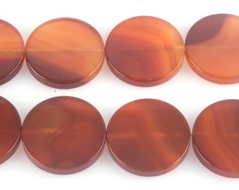 red agate round pendant - chunky gemstone pendants -  large flat coin - big natural agate piece - 38mm pendant