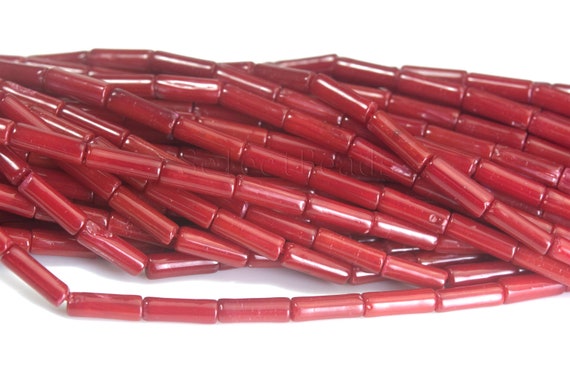 Red Coral Tube Beads Cylinder Bamboo Coral Beads Red Beads for Jewelry  Making Smooth Tube Beads 8x3mm Red Tube Beads 15 Inch 