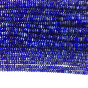 genuine lapis lazuli disc beads - blue gemstone spacer beads - stone saucer beads - jewelry making beads - precious beads spacers