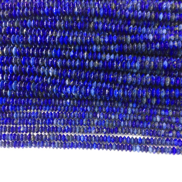 genuine lapis lazuli disc beads - blue gemstone spacer beads - stone saucer beads - jewelry making beads - precious beads spacers